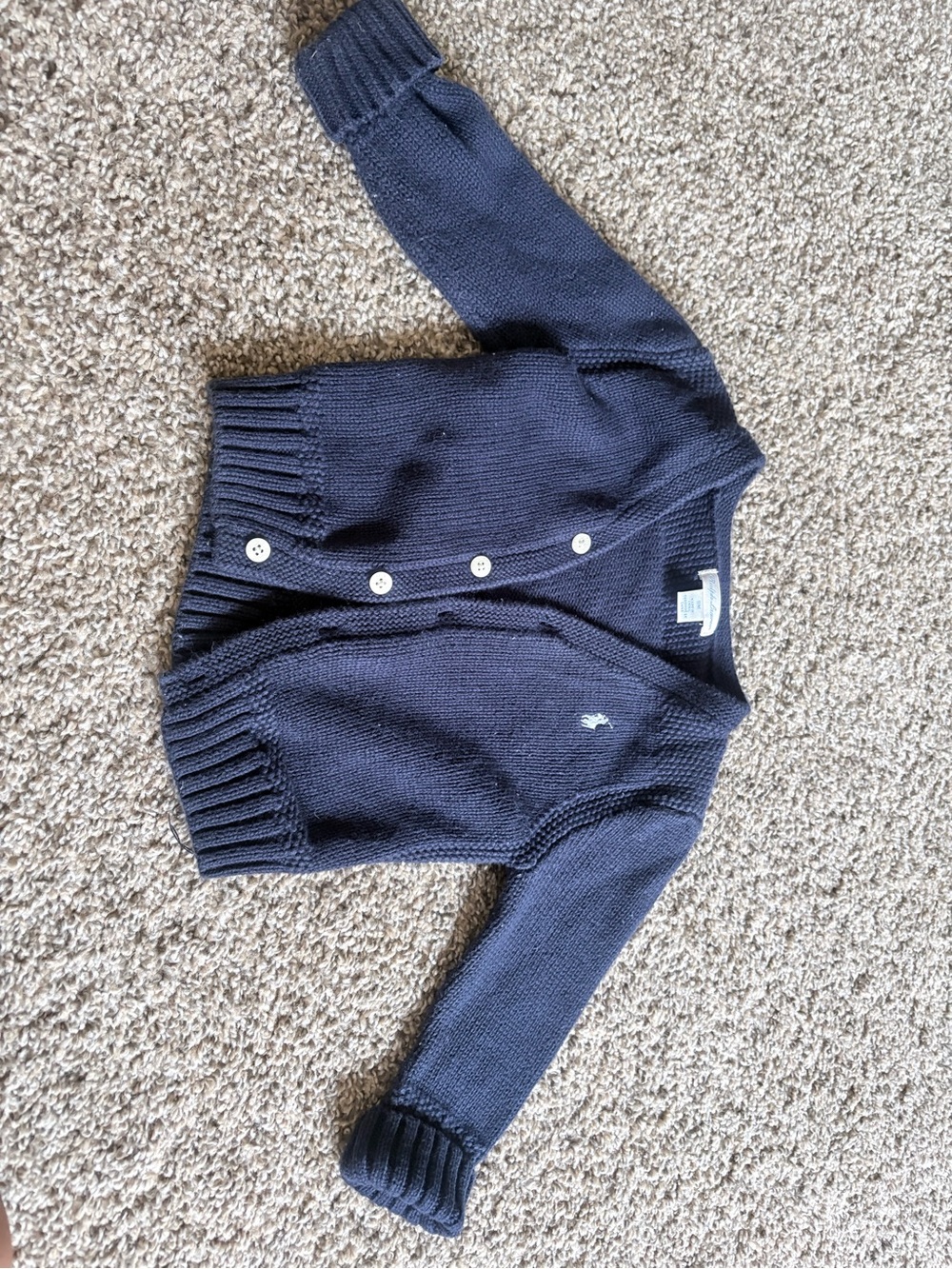 Ralph Lauren Navy Blue Cotton Button-Down Cardigan
